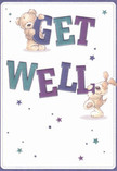 Radiating playful optimism and comfort, this charming get well card captures the warmth that Friern Barnet is known for. The scene unfolds with an affectionate teddy bear and an energetic puppy, each joyfully holding aloft bold, colourful letters-'GET' in deep indigo and 'WELL' in vibrant teal-set against a gentle cream backdrop that hints at the tranquility of Victoria Park's open spaces. Detailed starbursts in shades of blue and violet glimmer throughout, evoking both magic and hope. The meticulously illustrated bear radiates softness, its plush fur and bright eyes offering instant solace, while the puppy's floppy ears and spirited stance bring a palpable sense of cheer. The overall feeling is one of gentle invitation, as though the card itself extends a loving embrace-much like a hand-tied bouquet crafted for someone nearby on Woodhouse Road. This card offers not just a message, but a tangible symbol of care, perfectly suited for delivering heartfelt comfort and recovery wishes within our Friern Barnet neighbourhood.